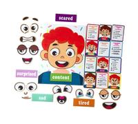 Folpus Apprentissage social et émotionnel, création de jeux d'autocollants de grimaces, jeux de visages éducatifs pour enfants, garçon