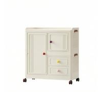 Folpus Armoire de Rangement Enfants Armoire Commode Buffet Meuble de Jeux à roulettes Caisson Rectangulaire Bords Arrondis en PP pour Stocker Jouets Bouquins, Style to 1