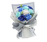 Folpus Artificielle Carnation Savon Bouquet Fleur Décor Cadeau pour Anniversaire Mère Saint Valentin Fête de Mariage Décoration, Bleu D