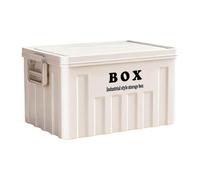 Folpus Bac de rangement avec couvercle, boîte de rangement empilable, organisateur de coffre de voiture pour chaussures, épicerie, maison, garage, Blanc