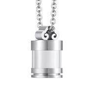 Folpus Bijou Penntif Urne Commémorative en Acier Inoxydable et Verre Transparent avec Forme Géométrique Ron pour Conserver les Cendres Adapté pour un Usage Journalier