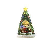 Folpus Boîte à musique de Noël, figurine, cadeaux de fête, joue 8 chansons, décoration de Noël, maison musicale éclairée pour table, cheminée, chambre à, Vert