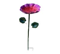 Folpus Bol pour Bain d'oiseaux avec Support, Plateau Mangeoire à Oiseaux en Forme de Feuille de Lotus, Piédestal pour Bol pour Bain d'oiseaux, Décora, Violet