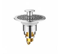 Folpus Bouchon de Bonde de Lavabo Bouchon d'Évier Bouchon de Bouchon de Lavabo à Bouton Poussoir Joint Silicone Anti-Fuite Panier Capteur de Débris, Argent