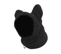 Folpus Cache-oreilles d'hiver pour animaux de compagnie, couvre-oreilles silencieux pour chien, coupe-vent, capuche réglable, doux, pour promener les animaux, Black L