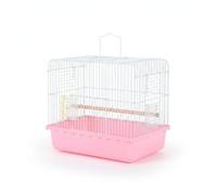 Folpus Cage à Oiseaux Portable Cage Abri Volière en Fil Acier Fermeture Sécurisée pour Éviter Les Fuites Observation Fluide, Rose, Cage à Oiseaux de Taille Moyenne/Cage de Transport
