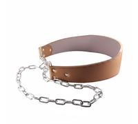 Folpus Ceinture de Musculation Ceinture de Traction Ceinture de Ceinture Dips en Cuir avec Chaîne Amovible 90 Cm Coutures, Collier En Cuir De Vachette Pleine Fleur Couleur Naturelle
