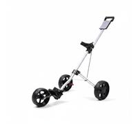 Folpus Chariot de Golf Pliable Chariot Poussoir Caddie Trois Roues Alu Léger avec Frein et Sangles Élastiques Convient aux Parcours Practice Déplacement en Voiture, Argent Et Noir