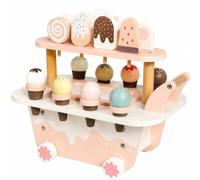 Folpus Chariot de Jeu Enfant de Glaces Stand Ensemble de Jeu avec Desserts et Jetons pour Scénarios de d de Douceurs Poignée Latérale et