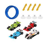 Folpus Circuit de voiture flexible, piste de course enroulable avec 4 mini modèles de voitures pour garçons et filles, Bleu