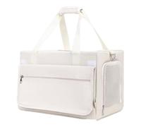 Folpus Conteneur de Portable Sac pour Animaux Compartiment Sécurisé Maille Respirante Nylon Poignée Renforcée Pochette Extérieure Convient à la Randonnée Animaux, Blanc, Sac Carré Inférieur