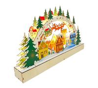 Folpus Décoration de Noël en Bois Décoration de Vacances à LED Silhouette Statue Lumineuse Ornements de Table Éclairage Ornement Miniature