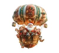 Folpus Décoration de Noël Suspendue en Forme de montgolfière avec Le Père Noël, 20 x 20 cm, élément décoratif 2D Plat pour Salon, terrasse ou Salle à Manger, Style B