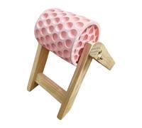 Folpus Distributeur friandises pour Poules, Support en Bois, Tambour Rotatif perforé, Bords Lisses, Aide à Tailler Le Bec naturellement, Hauteur 16,8 cm, Style A