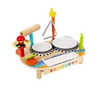 Folpus Enfants Percussion Planche Musicale Xylophone Triangle Cymbale Hochet Jouet en Bois Ludique pour Coordination Main-œil Adapté aux Petits Activités Ludiques Pédagogie
