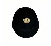 Folpus Équipement Équestre Casque d'Équitation Casque Équitation Casque Cheval Bombe Équitation Réglage Précis par Molette Coque Ronde et Sangle Sécurisée, Noir, Couronne Dorée