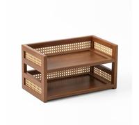 Folpus Étagère Bureau Double u, 35 Cm | aspect naturel, Étagère avec Rotin, pour Chambre