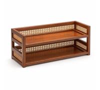 Folpus Étagère Bureau Double u, 50 Cm | aspect naturel, Étagère avec Rotin, pour Chambre