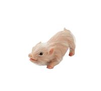 Folpus Figurine Chien Réaliste Jouet Statuette Miniature Animaux Silicone Finition Duveteuse Sensation Moelleuse Visage, Cochon De Compagnie Simulé en Silicone avec Queue Bou Couleur Chair, 175g