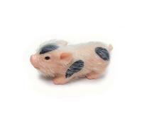 Folpus Figurine Chien Réaliste Jouet Statuette Miniature Animaux Silicone Finition Duveteuse Sensation Moelleuse Visage, Cochon À Queue Retroussée À Pois Sérigraphiés