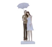Folpus Figurine de couple romantique, statuette artisanale en résine représentant un couple tenant un parapluie, idéale pour un bureau ou un cadeau, S'appuyant sur