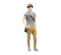 Folpus Figurine debout, modèle 1/64, cadeau d'anniversaire, scènes miniatures, fournitures, simulation de personnes, statue réaliste pour bibliothèque, Man Pouce Gray