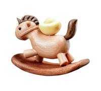 Folpus Figurine miniature de cheval en bois, figurine de bureau, petite statue de cheval à bascule, sculpture animale pour anniversaire, cabinet ou bureau