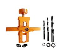 Folpus Gabarit de Quincaillerie D'Armoire Guide de Perçage et Pince de Serrage Auxiliaire de Menuiserie pour Panneaux de 7 à 40mm Adapté à La Création de Cui, Orange