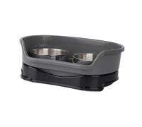 Folpus Gamelle Double Anti-Fuite pour Chat, Eau et Nourriture, Facile à Nettoyer, antidérapante, idéale pour Chiens, Gris