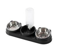 Folpus Gamelles triples pour Chat, gamelle d'eau et Nourriture pour Animaux avec Bouteille d'eau Automatique, mangeoire 3 en 1 pour Animaux de, Noir