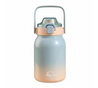 Folpus Gourde Enfant Bouteille Isotherme Gobelet Paille Tasse à eau Étanche avec Paroi Intérieure 316 et Extérieure 304 Conservation de Température 6 à 12, Bleu, Bleu Clair Dégradé