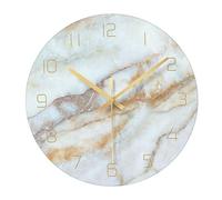 Folpus Grande Horloge Murale Décorative Moderne Marbrée de Verre, Horloge Suspendue Silencieuse pour Salle de Bain, Chambre à Coucher, Salon (12 Pouces), Cyan