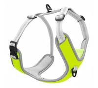 Folpus Harnais Ajustable Harnais pour Chien Gilet Peitoral Laisse Collier à Ajustement Personnalisé avec Boucles Coulissantes Structure Rembourrée et Maille, Jaune, L