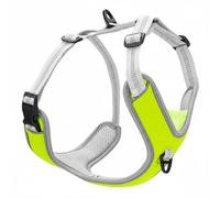 Folpus Harnais Ajustable Harnais pour Chien Gilet Peitoral Laisse Collier à Ajustement Personnalisé avec Boucles Coulissantes Structure Rembourrée et Maille, Jaune, XL