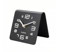 Folpus Horloge de Bureau Carrée Horloge de Table Réveil de Table Pendule de Bureau Compacte avec Arrondis Lecture Facile Grâce aux Chiffres Arabes Support, 哑黑