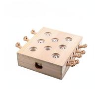 Folpus Jeu de Rongeur Interactif Jouet Chat Plateau de Prouesse Boîte à Trous en Bois Robuste pour Taper Guetter Poursuivre de Façon Active Adapté au Jeu, Modèle Souris