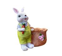 Folpus Joli Pot de Fleurs de Collection, Statue de Lapin, Petit Pot en Résine, Idéal pour Pâques Ou pour Décorer Décoration de Patio et D, Lapin Blanc