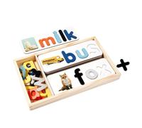 Folpus Jouets éducatifs en Bois pour Apprendre à épeler Les Lettres, Planche avec boîte, Jeu d'orthographe pour Tout-Petits