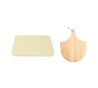 Folpus Kits de Pierre à Pizza Rectangulaire Lourde avec Plateau en Bois pour La Cuisson du Au Barbecue