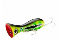 Folpus Leurres Popper de Surface Appât Dur Leurres Poissonnage Bouchon de Pêche Compact en avec Yeux Équilibrage pour Lancer Longue Distance Pêche en Surface, Noir, Vert Citron, Jaune Et Blanc