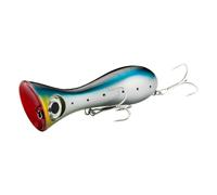 Folpus Leurres Popper de Surface Appât Dur Leurres Poissonnage Bouchon de Pêche Compact en avec Yeux Équilibrage pour Lancer Longue Distance Pêche en Surface, Argent, Bleu, Jaune Et Rouge