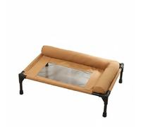 Folpus Lit de Repos Amovible pour Animaux Berceau Surélevé Ventilée Cadre Résistant Rebord Confortable Convient aux Chiens Chats Intérieur Extérieur, Coffee, M