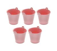 Folpus Lot de 5 Petits seaux en métal décoratifs pour Peinture, Centre de Table, Bonbons, Fleurs Robustes, vases en métal Portables, Rose