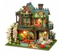 Folpus Maison de Poupée Miniature DIY Maison Miniature Maquette de Construction avec LED Intérieur Détails Finis Chambre Cuisine Balcon Adaptée pour Cadeau Décoration Maison Bricolage Vitrine