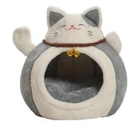 Folpus Maison pour Chat Lucky Cat, abri pour Chat, Fond antidérapant Doux, Confortable, avec Clochette, Accessoires Multifonctions, Panier Pratique pour, Gray L