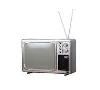 Folpus Maqute Télévision Vintage en Fer Détaillé Téléviseur Miniature Antennes Compact Téléviseur Vintage Miniature pr Vitrine Magasin, Bar, Argent