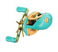 Folpus Moulinet de Pêche Électronique Doté de Puce de Freinage Numérique Construction Résistante en Nylon Composite Repose-poignée Ergonomique Design Anti, Vert Et Orange, Main Gauche