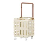 Folpus Panier à linge à roulettes, panier à linge roulant, à sale de salle de bain, de tri pliable pour hôtel et maison, gain de place, Couleur Crème, Une Seule Couche