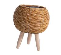 Folpus Panier à Plantes avec Pieds Panier en rotin Affichage Moderne Pot de Fleurs Pot de Fleurs Panier Planteur pour Chambre Balcon Appartement Bureau Ferme, Boule Marron Clair