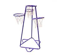Folpus Panier de Basket Enfant Support Panier Ensemble Ludique Quatre Buts Structure Acier Filets Anti- Base Triangulaire pour Adresse et Coordination Adapté, Violet